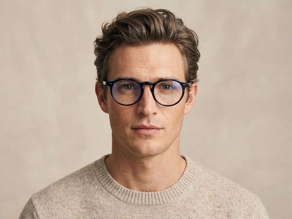Ovale blaue Kunststoffbrille #BS2012-2282