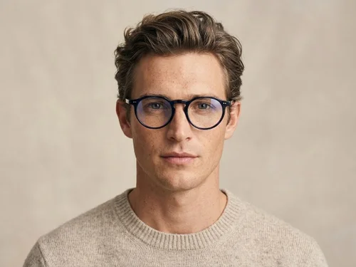 Lunettes ovales en plastique bleu #BS2012-2282