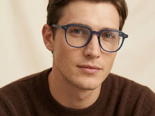 Lunettes rectangulaires en plastique bleu #BS2012-2298