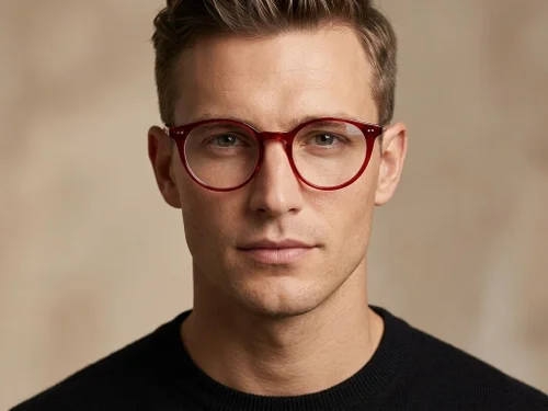 Lunettes ovales en plastique rouge #BS2012-2304