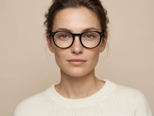 Lunettes ovales en plastique noir #BS2012-2310