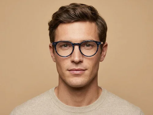 Lunettes ovales en plastique bleu #BS2012-2313