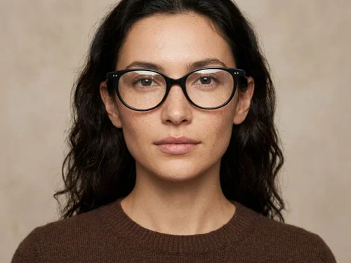 Lunettes ovales en plastique noir #BS2012-2315
