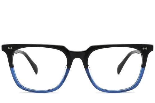 Lunettes rectangulaires en plastique bleu #BS2012-2321