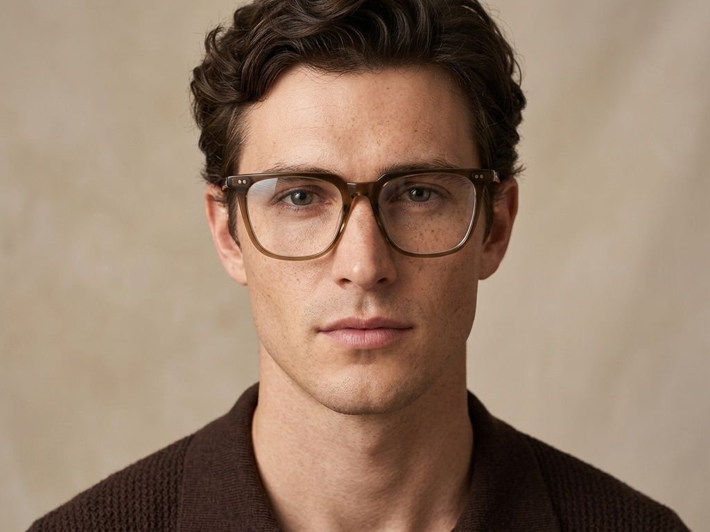Rectangular Brown Acetate Glasses #BS2012-2322