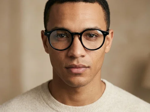 Lunettes ovales en plastique noir #BS2012-2325