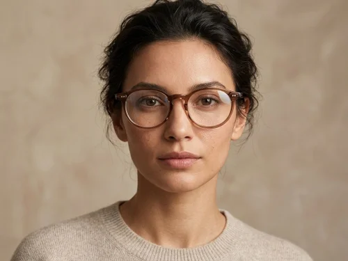 Lunettes ovales en plastique marron #BS2012-2329