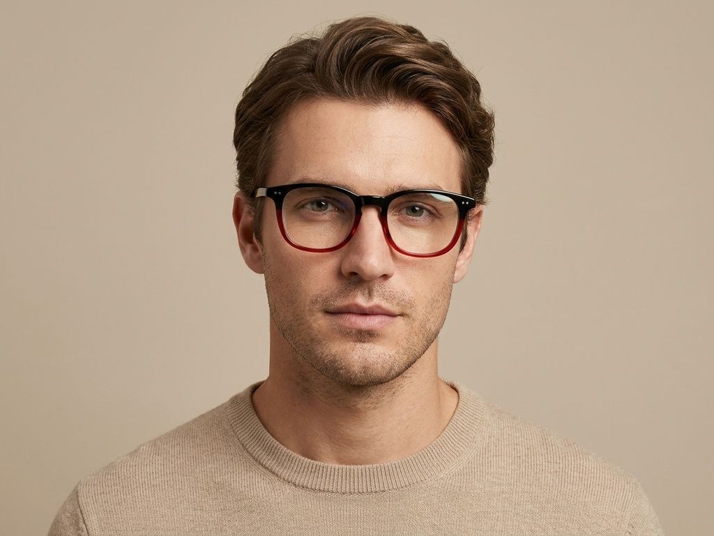 Rectangular Red Plastic Glasses #BS2012-2334
