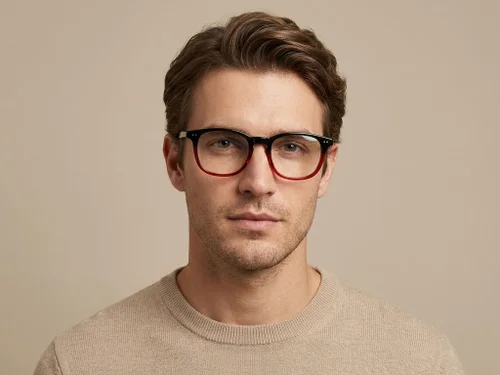 Lunettes rectangulaires en plastique rouge #BS2012-2334