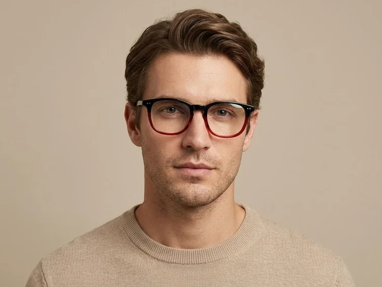 Rectangular Red Plastic Glasses #BS2012-2334