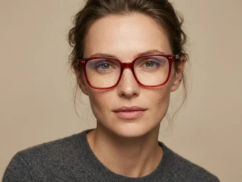 Lunettes rectangulaires en plastique rouge #BS2012-2336