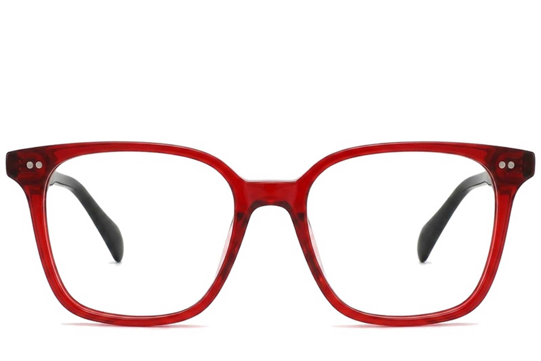 Rectangular Red Acetate Glasses #BS2012-2336
