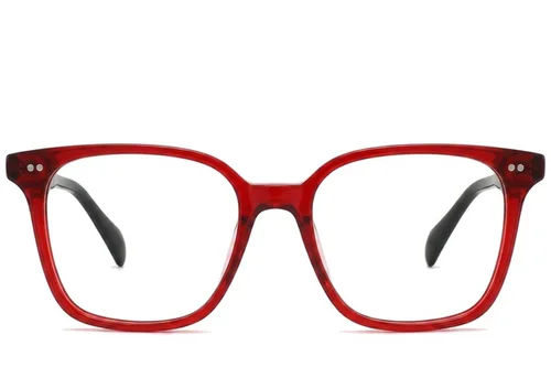 Lunettes rectangulaires en plastique rouge #BS2012-2336