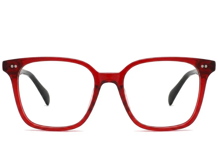 Gafas rectangulares de acetato rojo #BS2012-2336