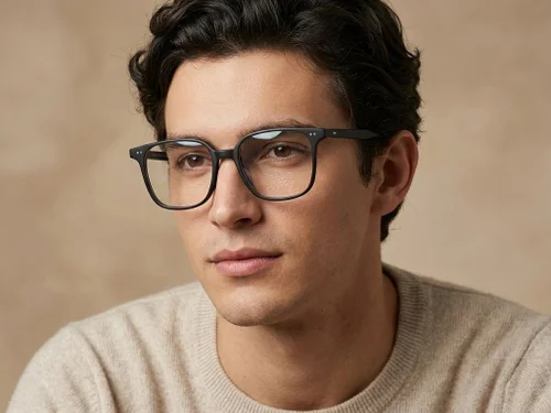 Lunettes rectangulaires en plastique noir #BS2012-2337