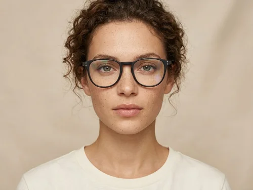 Lunettes ovales en acétate noir #BS2012-2339