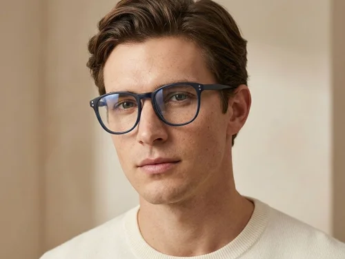 Lunettes ovales en acétate bleu #BS2012-2340