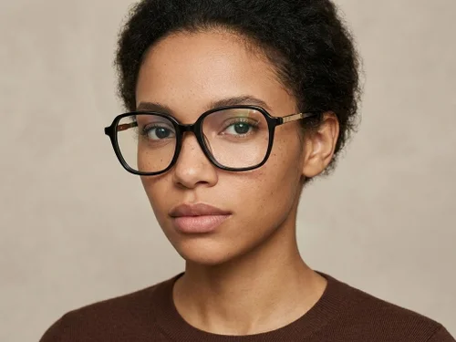 Lunettes rectangulaires en acétate noir #BS2012-2351