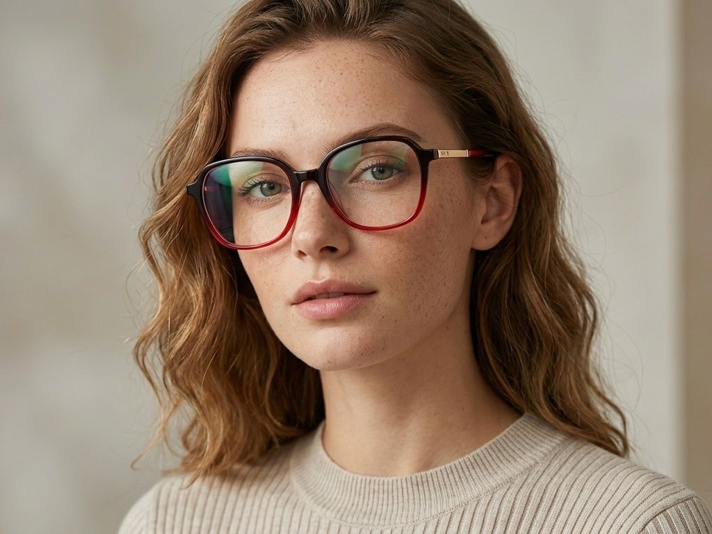 Rectangular Red Acetate Glasses #BS2012-2352