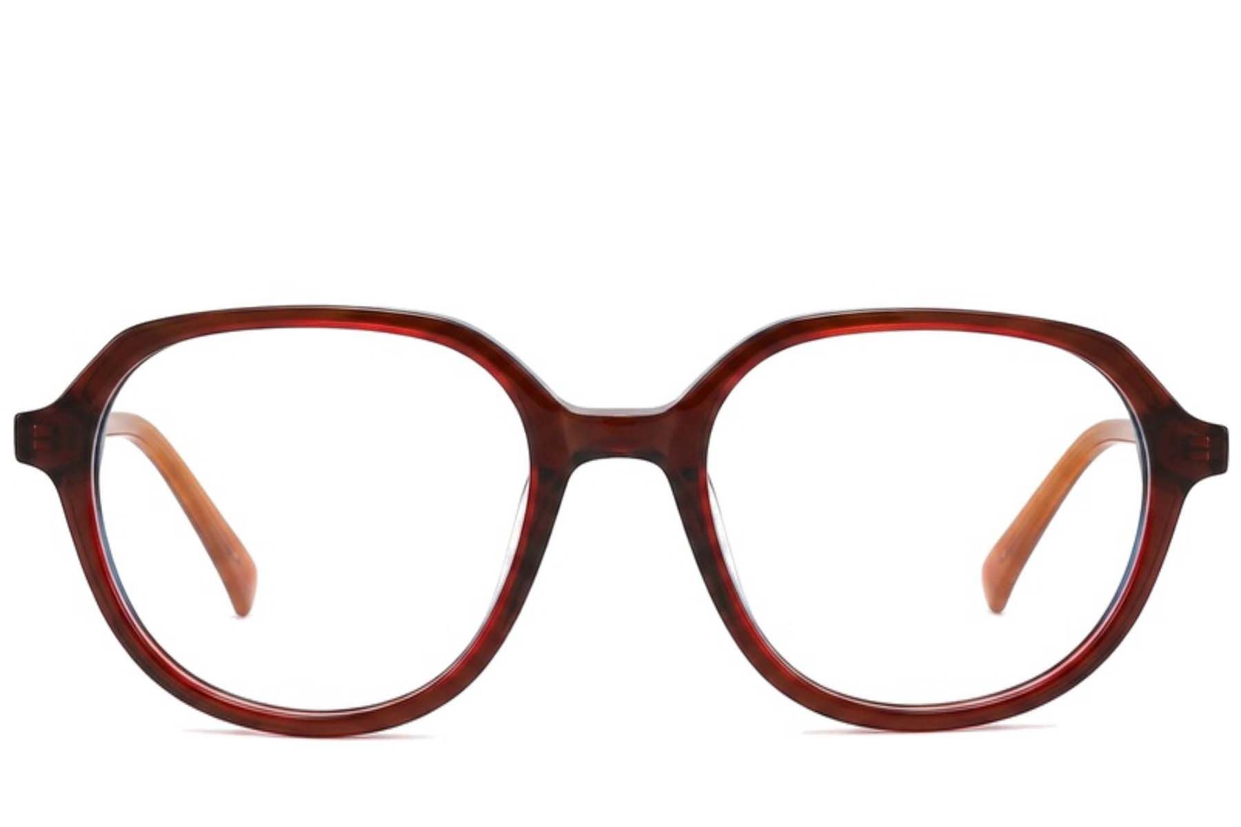 Rectangular Red Acetate Glasses #BS2012-2355