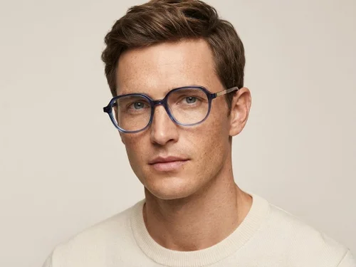 Lunettes rectangulaires en acétate bleu #BS2012-2356