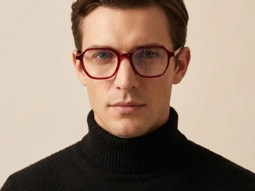 Lunettes géométriques en acétate rouge #BS2012-2359