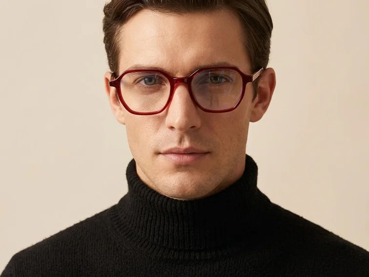 Geometric Red Acetate Glasses #BS2012-2359