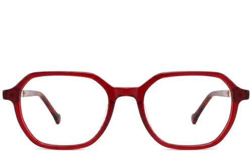 Lunettes géométriques en acétate rouge #BS2012-2359