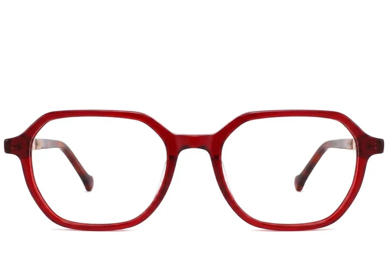 Geometric Red Acetate Glasses #BS2012-2359