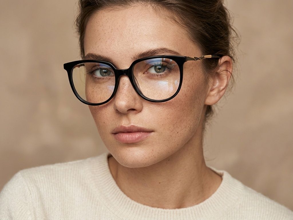 Oval Black Acetate Glasses #BS2012-2363