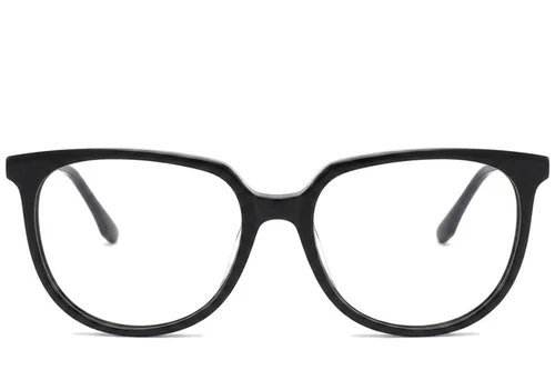 Lunettes ovales en acétate noir #BS2012-2363