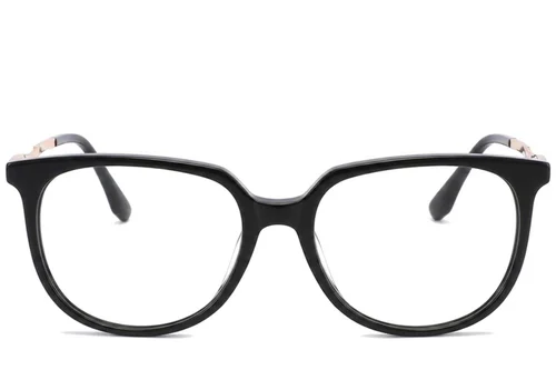 Lunettes ovales en acétate noir #BS2012-2364