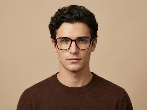 Lunettes rectangulaires en acétate brun #BS2012-2369