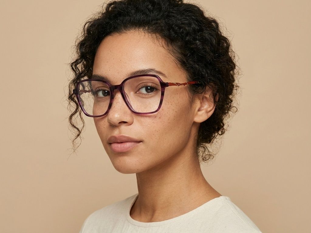Rectangular Purple Acetate Glasses #BS2012-2370