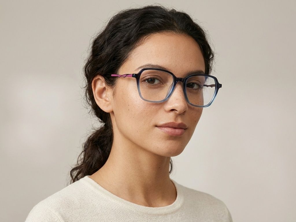 Rectangular Blue Acetate Glasses #BS2012-2371