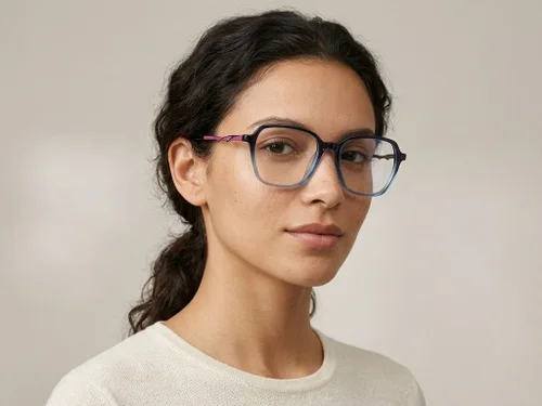 Lunettes rectangulaires en acétate bleu #BS2012-2371