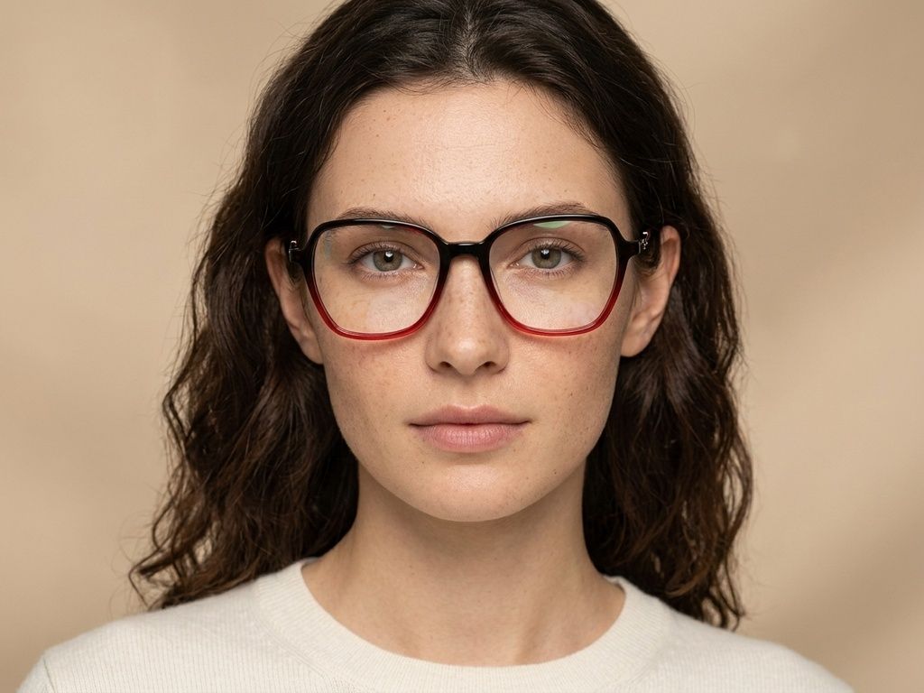 Rectangular Red Acetate Glasses #BS2012-2372