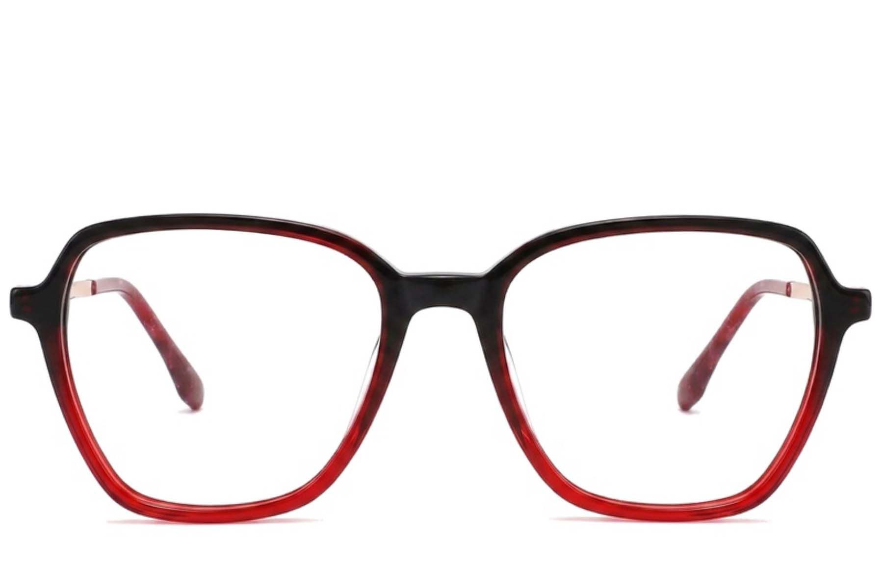 Rectangular Red Acetate Glasses #BS2012-2372