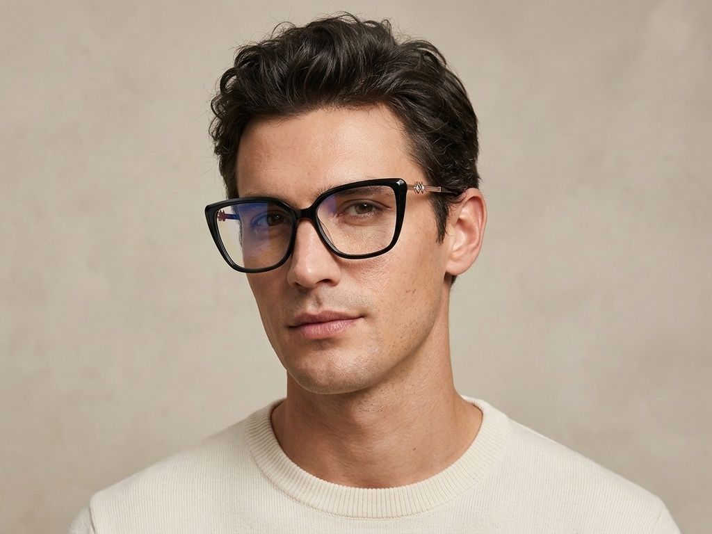 Rectangular Black Acetate Glasses #BS2012-2378