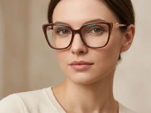 Lunettes rectangulaires en acétate brun #BS2012-2380
