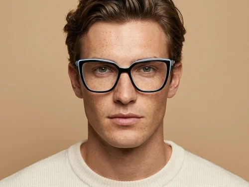 Lunettes rectangulaires en acétate noir #BS2012-2381