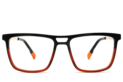 Verres rectangulaires en acétate orange #BS2012-2402