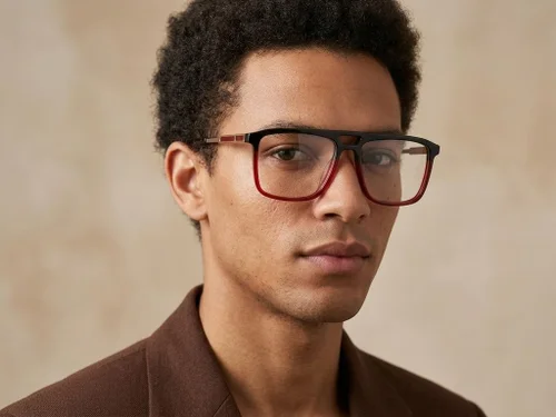 Lunettes aviateur en acétate rouge #BS2012-2405