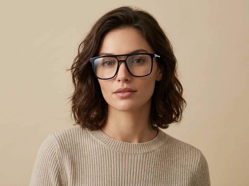 Aviator Black Acetate Glasses #BS2012-2416
