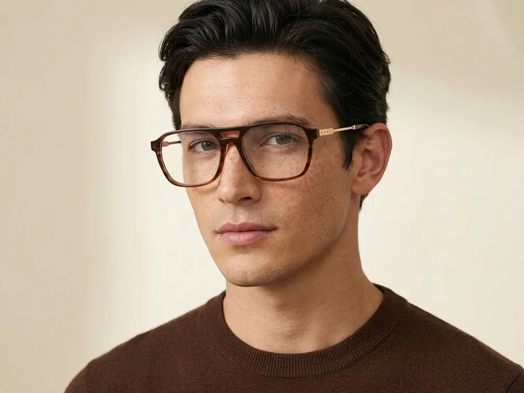 Aviator Brown Acetate Glasses #BS2012-2426