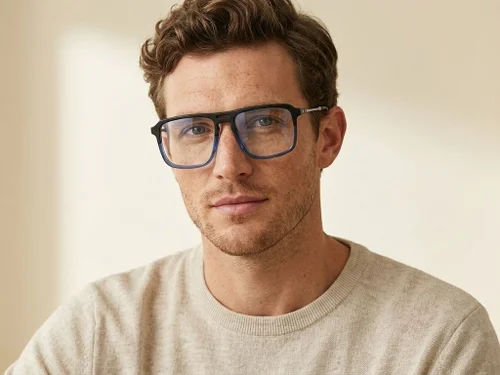 Lunettes aviateur en acétate bleu #BS2012-2432