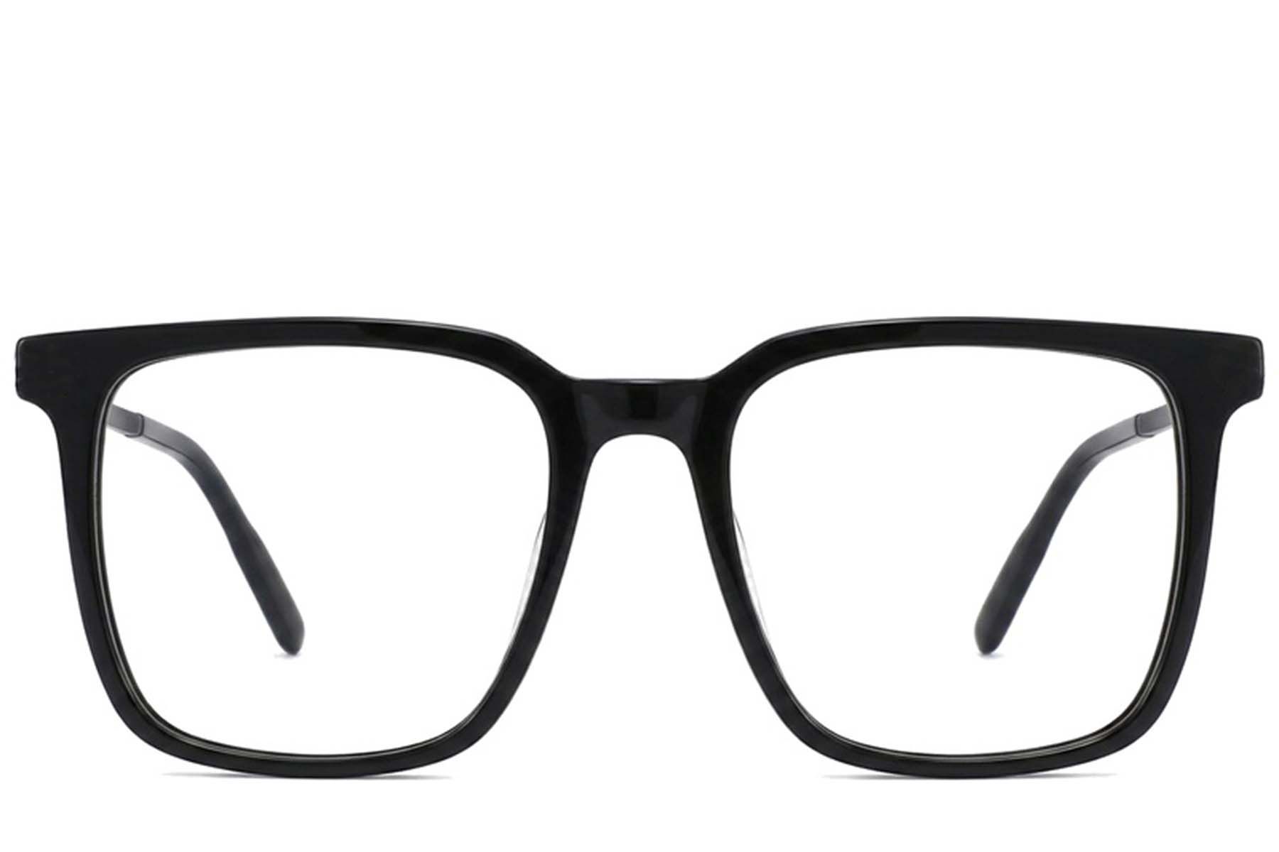 Rechteckige schwarze Acetatbrille #BS2012-2434