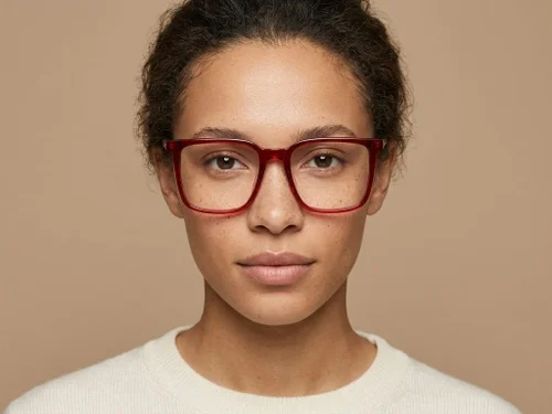 Rectangular Red Acetate Glasses #BS2012-2435