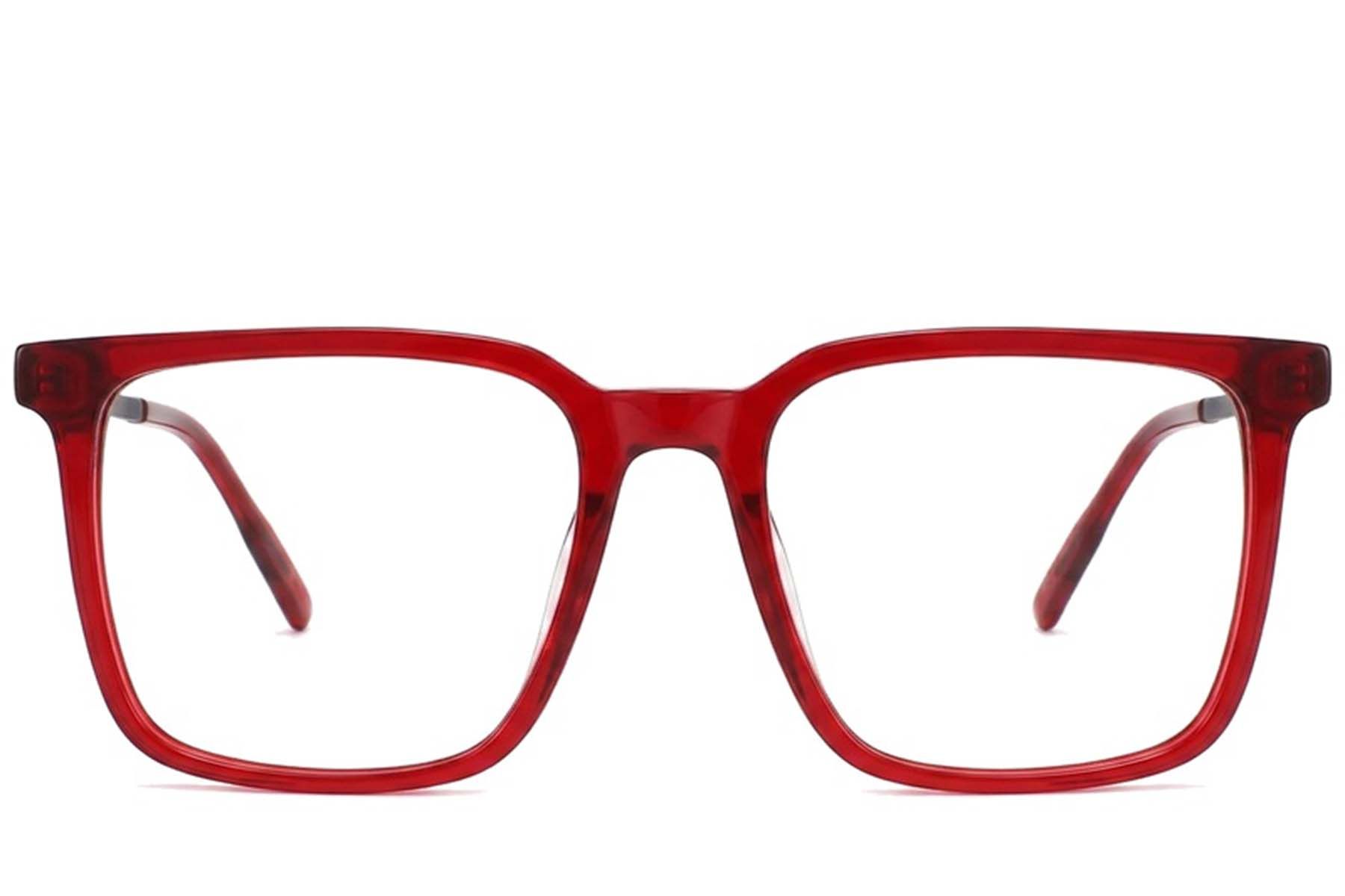 Rectangular Red Acetate Glasses #BS2012-2435