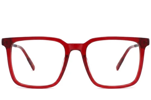 Rectangular Red Acetate Glasses #BS2012-2435